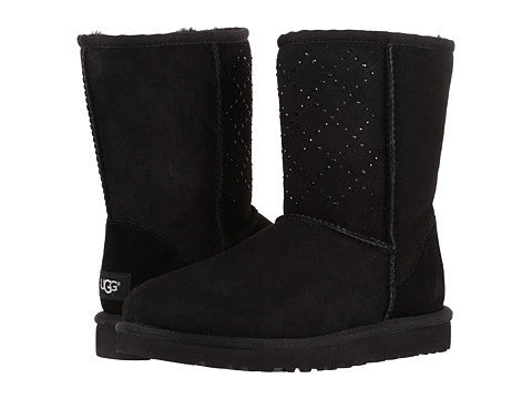 CLASSIC SHORT CRYSTAL DIAMOND BOOTS BLACK