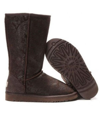 CLASSIC TALL PATENT PAISLEY BOOTS 5852 CHOCOLATE