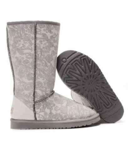 CLASSIC TALL PATENT PAISLEY BOOTS 5852 GREY