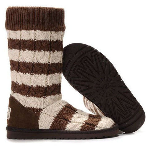 CLASSIC TALL STRIPE CABLE KNIT 5822 CHOCOLATE WHITE